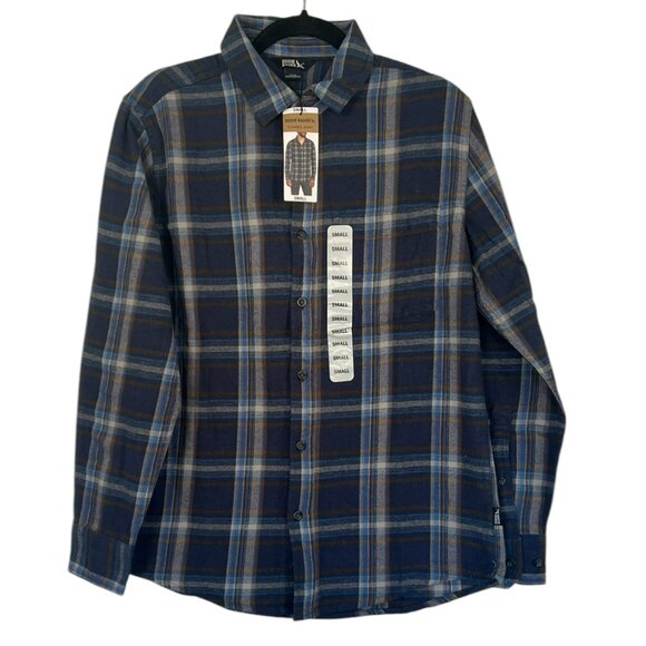 Men's NWT Eddie Bauer Long Sleeve Blue Canyon Plaid Flannel Shirt Size Small‎ - Picture 4 of 7